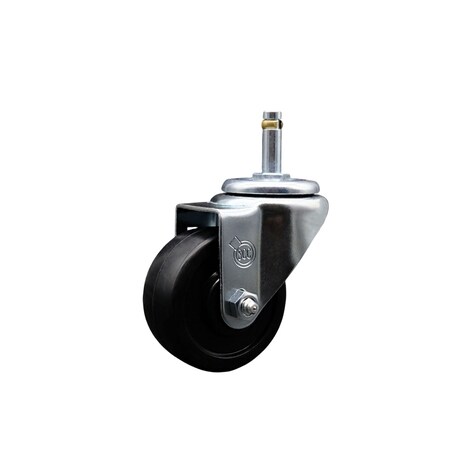 Service Caster 3'' Soft Rubber Wheel Swivel 7/16'' Grip Ring Stem Caster SCC-GR20S314-SRS-716138